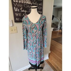 Pappagallo Paisley Shift Dress Size‎ L Summer Nights Beach Dinner Flowy